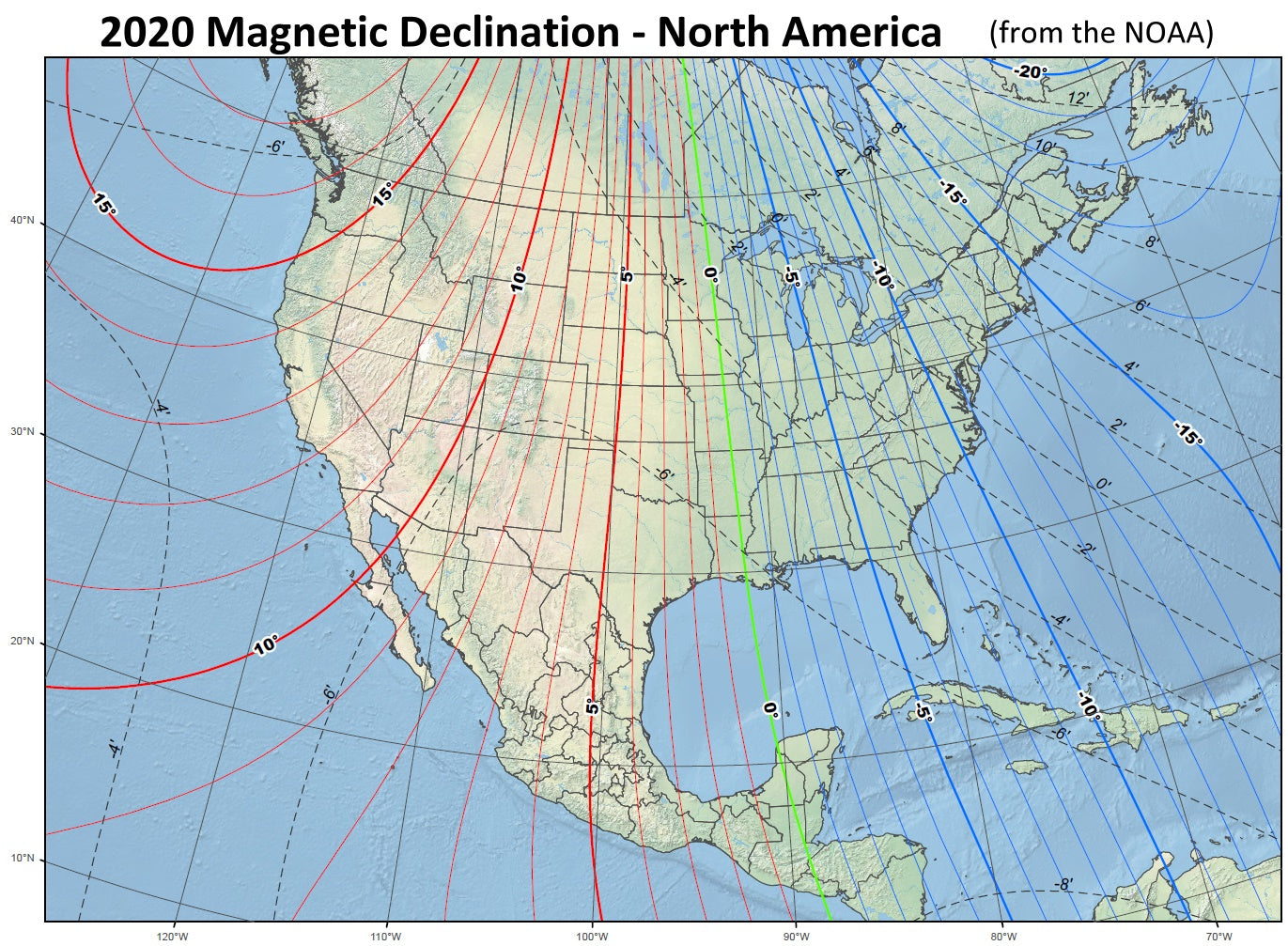 North American Magnetic Declination Map