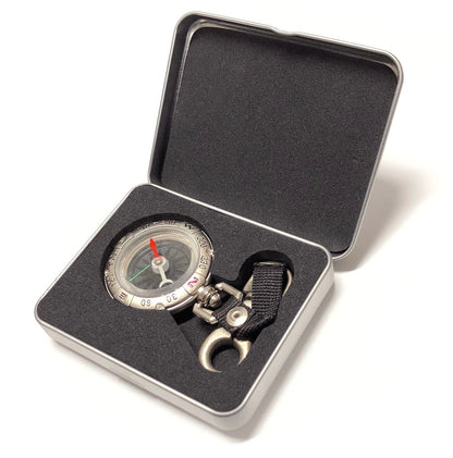 Pocket Compass with Snap Hook - open in case