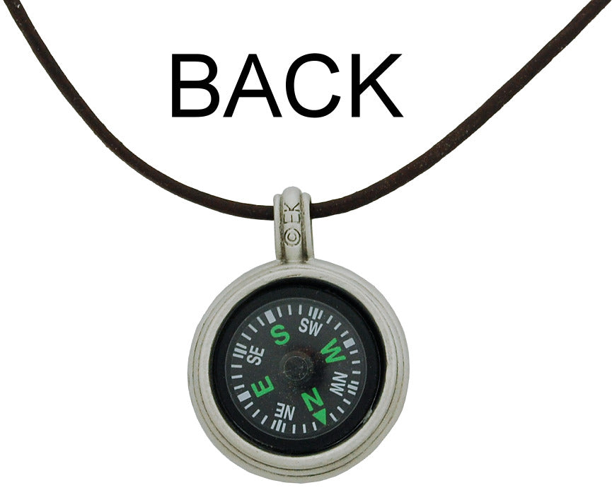 Pewter Deer Compass Pendant Necklace - back