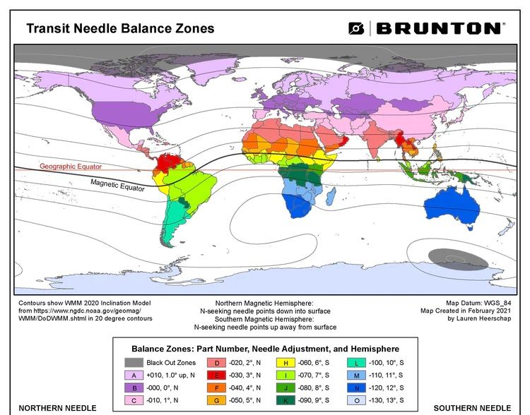 Brunton ComPro Pocket Transit - zone map