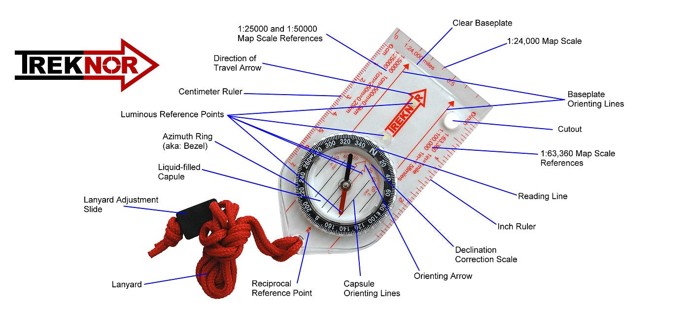 Treknor T580 Orienteer Map Compass features