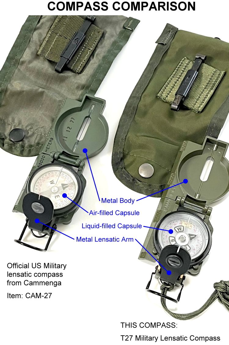 T27 Military Lensatic Compass - comparison with Cammenga 27